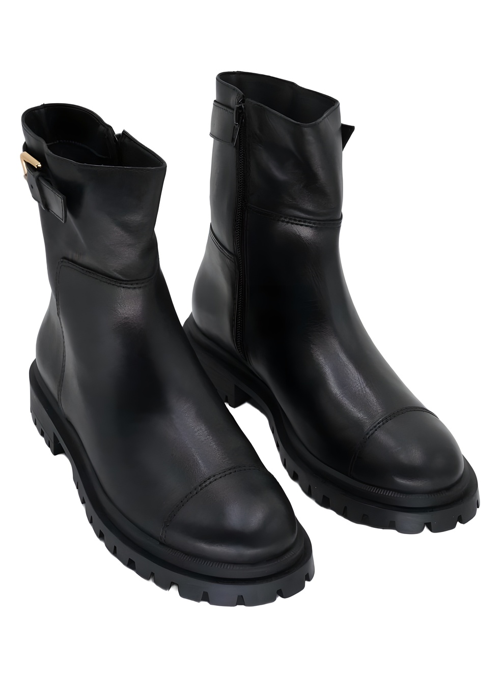 Arezzo Womens Brody Black Leather Lug Sole Ankle Boots Size 7.5B